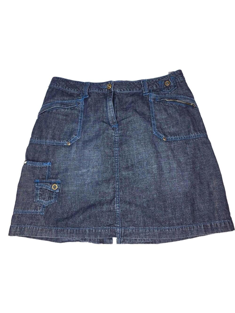 Vintage Cotton Ginny Denim Cargo Mini Skirt I Y2K Utility Streetwear Size 11.